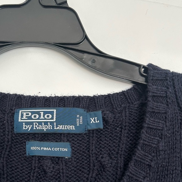 Polo by Ralph Lauren Navy Blue Cable Knit Sweater Vest size XL 100% cotton - Picture 5 of 8